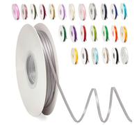 POPOYU Thin Ribbon Satin Ribbon 3mmx91m, Silver Grey Curling Ribbons for Crafting, Gift Wrapping, Coloured Satin Ribbon for Balloons, Sewing, Wedding, Birthday, DIY, Bouquets, Party Decoration