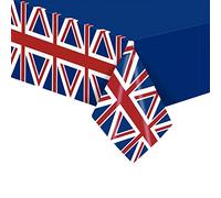 POPOYU Union Jack Flag Table Cover 130x220cm Plastic Tablecloth, VJ Day 80th Anniversary British Patriotic Decor for Outdoor Street Parties, National Celebrations & UK Theme Events