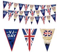 POPOYU VJ Day 80 Bunting,VJ Day 10 Metre Buntings,Vj Day 80th Anniversary Bunting Decorations with 30 Flags,Union Jack Bunting Outdoor for 80 Years Victory over Japan WW2 1945-2025 Decorations