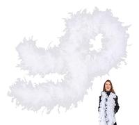 POPOYU White Feather Boas Thick Fancy Dress for Women, 80g 2m/6.6ft Natural Turkey Feather Boa, Party Fluffy Feather Scarffor Bulk for Adult, Wedding Bachelor Halloween Christmas Party
