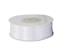 POPOYU White Thin Ribbon 3mm,91m Satin Ribbon Solid Color FabricRibbon Silk Satin Roll,White Balloon Ribbon.for VJ Day 80th Anniversary Decorations Gift Wrapping DIY Crafts Wedding Balloons