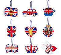 POPOYU8Pcs Coronation Tree Hanging Decor,Mini Union Jack 2023 Kings Coronation Hanging Pendant,Hanging Ornats,Great British Party Paper Pendants for King Charles III Coronation Souvenirs Decor