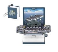 Popp Wallet Book - 3, D tiny Popup Book, Cute Keychains Cars | 5x4x2.5cm 3, D tiny toys, small gift for boys and girls, backpack fidget toy, tiny popup 3D for toys, Aircraft Carrier (Random Pattern