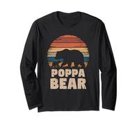 Poppa Bear Vintage Retro Funny Father's Day 1 Cub Kid Long Sleeve T-Shirt