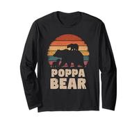 Poppa Bear Vintage Retro Funny Father's Day 2 Cubs Kids Long Sleeve T-Shirt