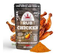 Poppamies Chicken BBQ Rub - 100% Natural BBQ Seasoning - Dry Marinade & Spices. Especially Suitable for Chicken - Great in The Grill Oven Boiler and Pan - Large Pack (200g)