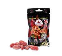 Poppamies Hot Candy Dr Blood Chili Orange Sweets - Lactose Gluten Free Vegan - Not for Kid or Halloween Prank - Spiciness: X-HOT - Size: 75g