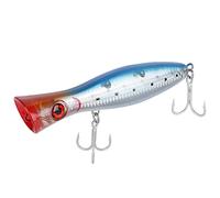 Popper Bait 1Pcs, 6.5in 100g Saltwater Fishing Lure with Steel Ball Topwater Artificial Lure for Long Casts and Loud Splash for Ocean Game Fish (Blue back)