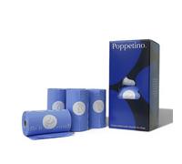 Poppetino Compostable Lavender Scented Blue Dog Poo Bags - 120 Bags (8 Rolls) - Extra Thick, Leak-Proof & Biodegradable - Made from Cornstarch