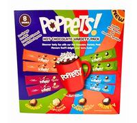 Poppets Hot Chocolate Variety Pack 259g x 1, Assorted (Mint, Orange, Toffee, Caramel) + Marshmellow and Chocolate Sprinkles with Welari Thank You Card | (1pack)