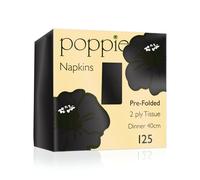 Poppies 2-Ply Napkins 8 Fold 40cm Black (Pack of 2000) 4028BK/CASE