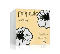 Poppies 2-Ply Tissue Dinner Napkins 4 Fold White 40cm (Pack of 125) 4024WH