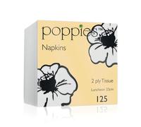 Poppies 2-Ply Tissue Napkins Luncheon 4 Fold White 33cm (Pack of 125) 3324WH