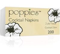 Poppies 23cm 2ply White Cocktail Napkins (200)