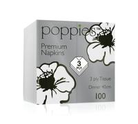 Poppies 3-Ply Napkins 8 Fold 40cm White (Pack of 1000) 4038WH/CASE