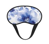 Poppies Blue Blackout Sleep Mask - Soft Adjustable Eye Mask for Full Light Blocking, Deep Sleep, Travel & Relaxation
