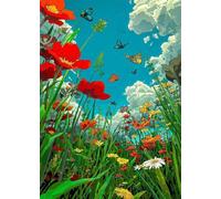 Poppies Butterfly 150 Piece Jigsaw Puzzle for Adults, Creativity, Challenging and Difficult Puzzle, Brain Teaser Puzzles for Adults 150 Pieces for The Whole for Women, Men