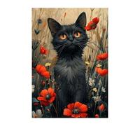 Poppies Cat Jigsaw Puzzles for Adults 500, Fun Challenging Educational Games, Difficult Jigsaw Puzzles for Adults, Puzzle 500 Pieces