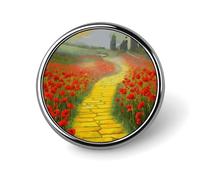 Poppies Field Yellow Brick Road Button Pins 1" Round Badge Brooch | Aluminum round lapel pin for men women, circular brooch, fade-resistant metal badges pins for clothes bags, party favors gift