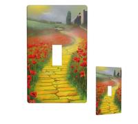Poppies Field Yellow Brick Road Decorative Wall Plate 1-Gang Light Switch Cover Standard Size 4.5"" x 2.76"" Wallplate Electrical Switch Plate Cover
