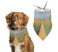 Poppies Field Yellow Brick Road Dog Bandanas - Cute Pet Scarf for Dogs Cats Triangle Kerchief Bibs Soft Breathable Pet Bandanas Fashion Accessory for Puppy Small Medium Large Pets