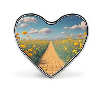 Poppies Field Yellow Brick Road Lapel Pin Elegant Heart Shape Brooch Badge Funny Personalized Pinback Button Badge Fashion Cute Heart Brooch Pins for Bag Jacket Clothes Accessories