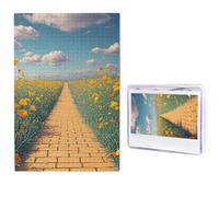 Poppies Field Yellow Brick Road Puzzles 500 Pieces Personalized Jigsaw Puzzles Photos Puzzle for Adults Challenging Picture Puzzle with Storage Bag Jigsaw for Men Women Home Decor (19.7" x 29.5")