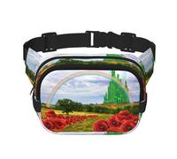 Poppies Field Yellow Brick Road Square Double-Layer Waist Bag Chest Bag Crossbody Bag Running Travel Hiking Waist Bag