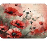 Poppies - Glass Worktop Saver/Protector - by Pearl Glass (Poppy Chic, 40 x 30 Medium)