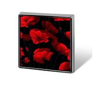 Poppies in Vivid Red Unisex Brooches & Pins Square Lightweight Lapel Badge Jewelry for Clothing Shawl Hat