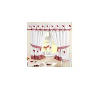 Poppies Kitchen Window Curtains Red Taped Top Unlined