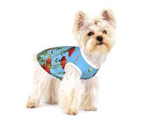 Poppies On Blue Sky,Cotton Sleeveless Pet T-Shirt Soft Stretchy Puppy Breathable Vest,M