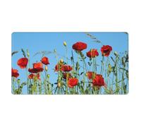 Poppies On Blue Sky,Mouse Pad Large Desk Pad Computer Keyboard Mouse Mat with Non Slip Rubber Base 40 x 70 cm