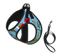 Poppies On Blue Sky,Pet Harness,Adjustable Reflective Dog Harness,Pet Leash Vest,M