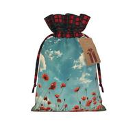 Poppies On Blue Sky Print Christmas Gift Bags With Drawstrings For Holiday Gift Bags, Christmas Goody Bags