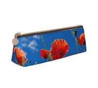 Poppies on Blue Sky Print Convenience Pencil Case Pen Pouch School College Office Boys Girls Study Supplies