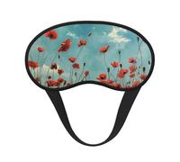 Poppies On Blue Sky Print Eye Mask for Sleeping Light Blocking Nap for Travel Yoga Camping Night Rest