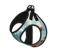 Poppies On Blue Sky Print Harness Leash Set For Cat Dog, Reflective Adjustable Escape-Proof Vest Lead With Soft Breathable Mesh, For Small Pets And Kitten Puppy