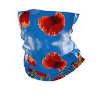 Poppies On Blue Sky Print Headband Neck Gaiter Head Wrap Headwear