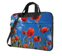 Poppies On Blue Sky Print Stylish Laptop Bag Ultra-Thin Portable Single-Shoulder Notebook Case Daily Commutes