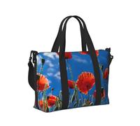 Poppies on Blue Sky Print Travel Hand Bag for Women Men for Gym Weekend Vacation Beach Vacations Daily Use