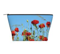 Poppies On Blue Sky, Toiletry Pouch Makeup Bag Cosmetic Bag Portable Travel Toiletry Bag