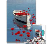 Poppies on The Boat Jigsaw Puzzles for Adults Teenagers Jigsaws Puzzle,Toys Educational Games Stress Relieving Suitable for Desktop Decoration 38x26cm