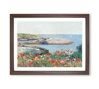 Poppies On The Isles Of Shoals By Childe Hassam Classic Painting Framed Print | A3 Walnut Framed Wall Art | Ready to Hang | Classic Historical Picture | Living Room Bedroom Lounge Office