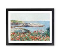 Poppies On The Isles Of Shoals By Childe Hassam Classic Painting Framed Print | A4 Black Framed Wall Art | Ready to Hang | Classic Historical Picture | Living Room Bedroom Lounge Office