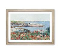 Poppies On The Isles of Shoals by Childe Hassam Framed Print | A2 Oak Framed Wall Art | Ready to Hang | Modern Nature Picture | Living Room Bedroom Lounge Office
