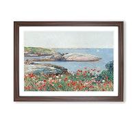 Poppies On The Isles of Shoals by Childe Hassam Framed Print | A2 Walnut Framed Wall Art | Ready to Hang | Modern Nature Picture | Living Room Bedroom Lounge Office