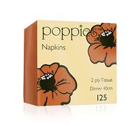 Poppies Orange Napkins 40cm 2ply - Pack of 125 | Disposable Napkins, Party Napkins, Paper Napkins, Dinner Napkins
