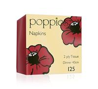 Poppies Red 40cm 2ply 4 Fold Dinner Napkins 125