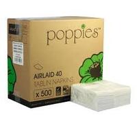 Poppies White Linen Effect Napkins 500 x 40 x 40/8 Fold (4048WH)